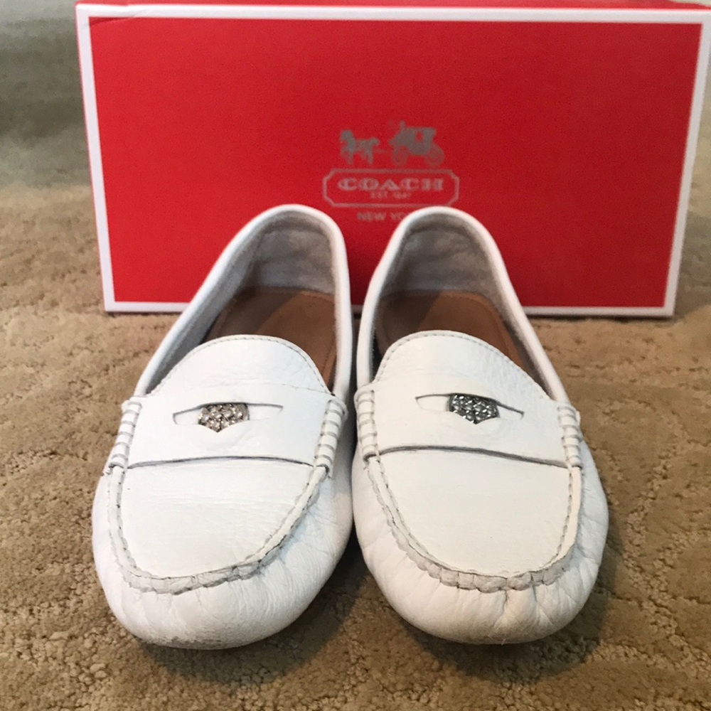 Coach Nicola White Leather Loafer Size 8.5